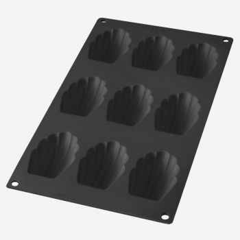 Lékué bakvorm uit silicone voor 9 madeleines zwart 7x4.7x1.7cm