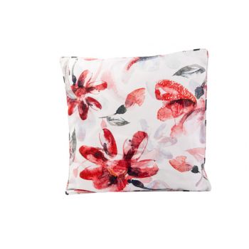 Cosy @ Home Kussen Pink Flowers Wit 45x45xh10cm Poly